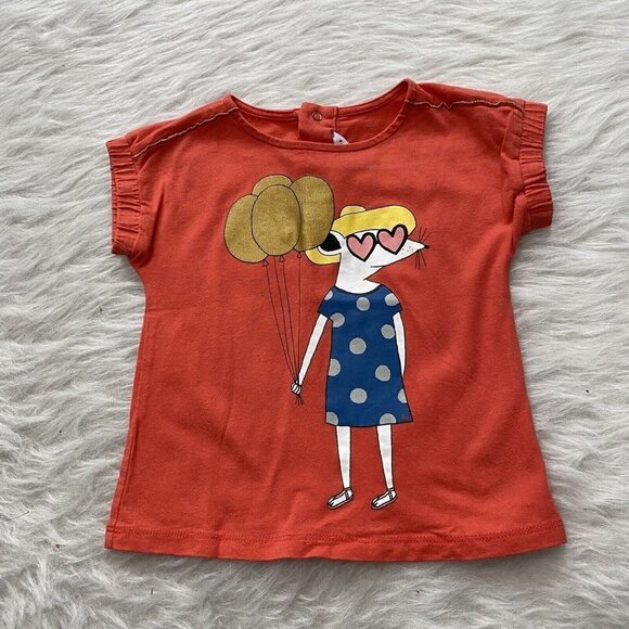 Little Marc Jacobs Tee Shirt Mouse Balloons Hearts Short Sleeves Size 12 month - Picture 3 of 7
